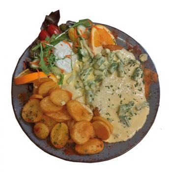 Schnitzel Broccoli bestellen | Mit Sahnesauce & Frischgemüse