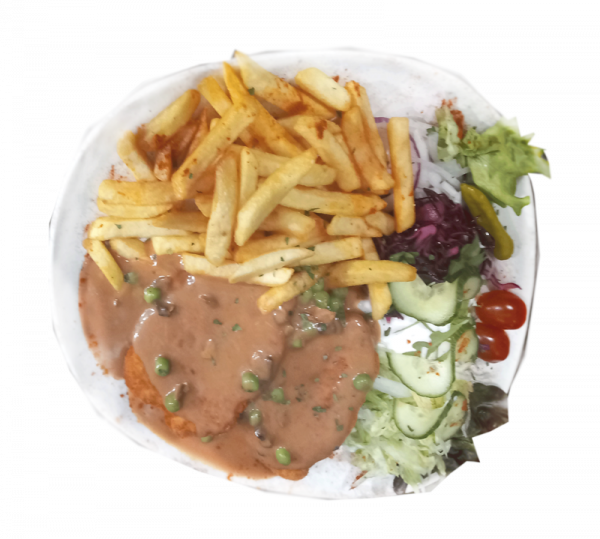 Schnitzel Bayern bestellen | Mit Zwiebeln & Bratensauce