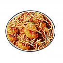 Spaghetti Marinara mit Meeresfrüchte, Knoblauch in Tomatensahnesauce